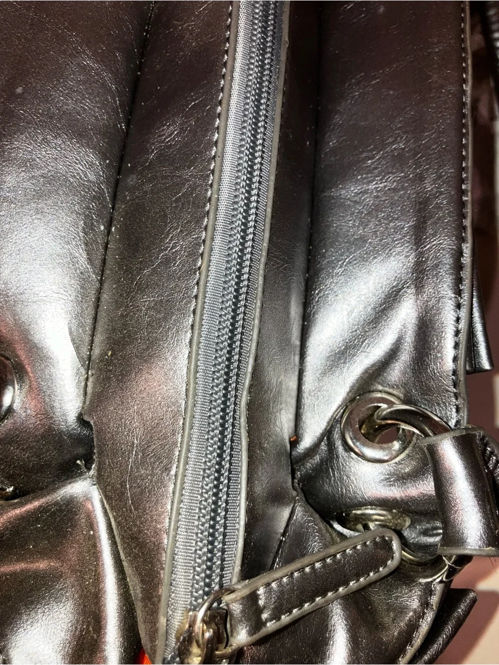 Metallic Gray Ruffled Women's Handbag - Picture 7 of 10